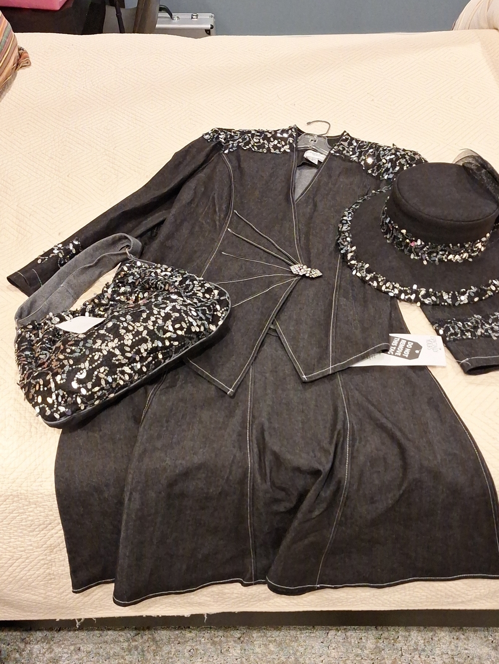 Sundays by Nubiano Black Denim Embellished 4pc Suit - Picture 9 of 15